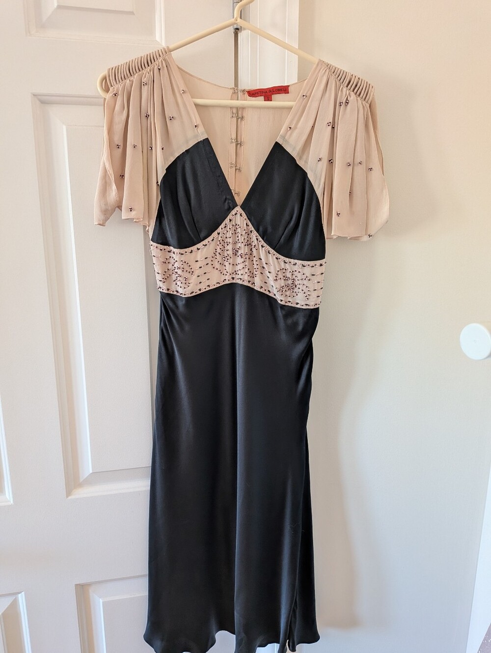 Elegant Black and Blush Evening Dress